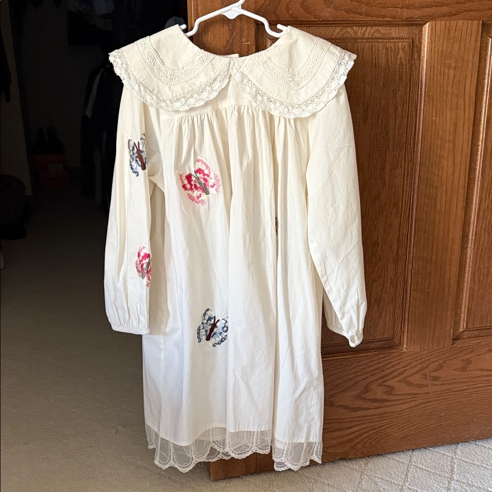 Sea New York Embroidered White Dress with Lace Collar - NWT - size 8